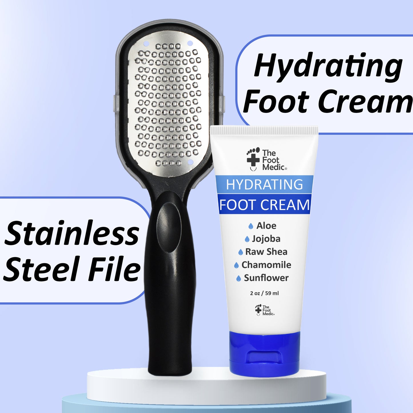 The Foot Medic 3 Pairs Moisturizing Socks, Hydrating Foot Cream and Foot File