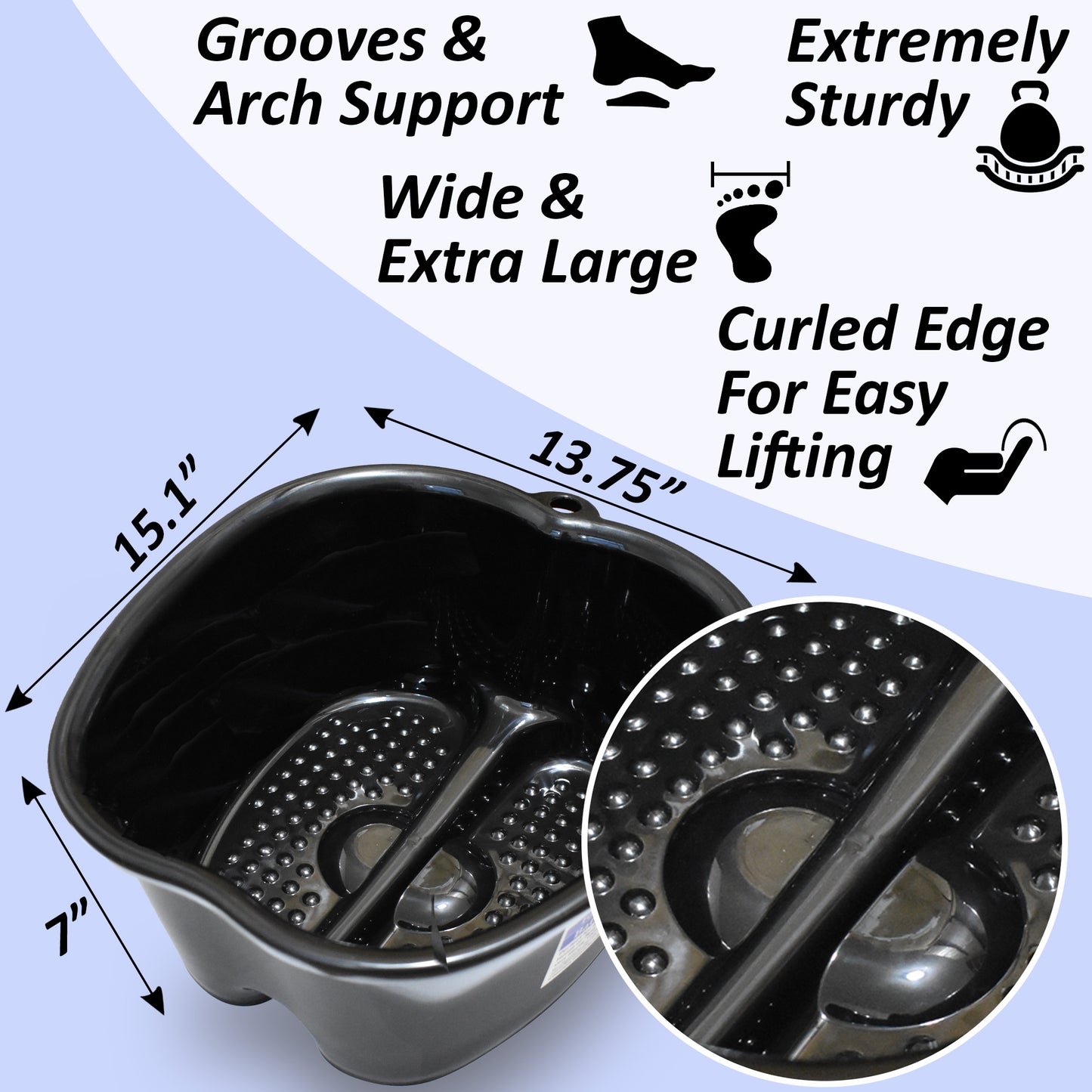 Sturdy Foot Bath Soaking Basin Tub Set: 16 oz Foot Soak, Foot File, Foot Cream, 2 Pumices, 2 Pairs Moisturizing Socks, Foot Care Gift