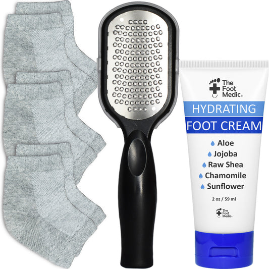 The Foot Medic 3 Pairs Moisturizing Socks, Hydrating Foot Cream and Foot File